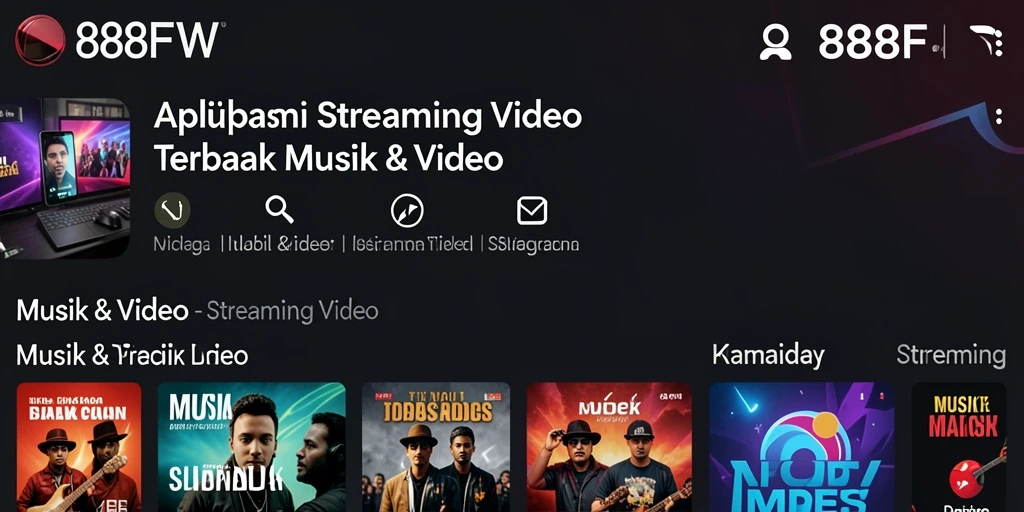Antarmuka aplikasi 888FW yang menarik dan fungsional untuk streaming video.