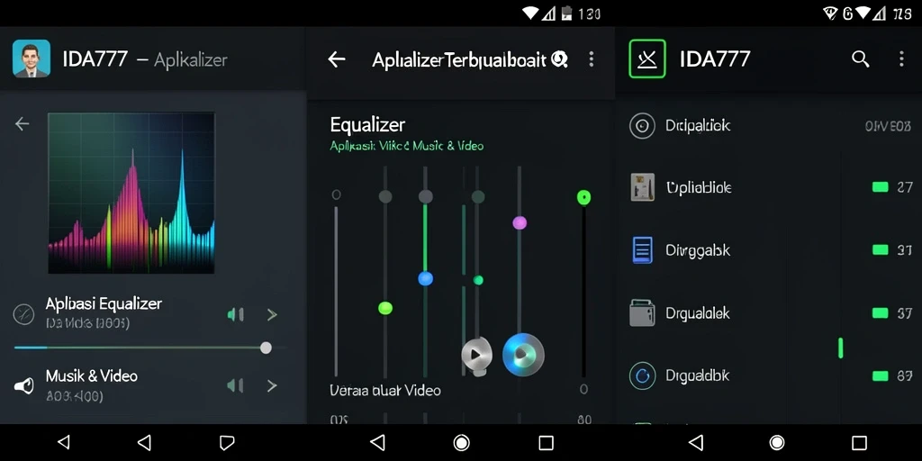 Antarmuka aplikasi IDA777 yang menampilkan fungsi Equalizer.