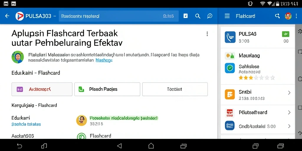 Antarmuka aplikasi PULSA303 dengan berbagai pilihan flashcard.