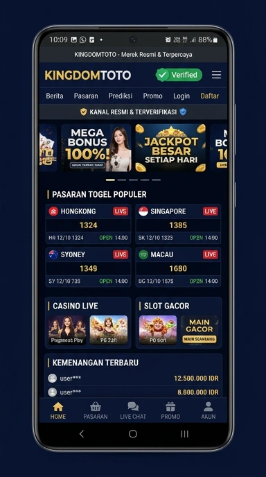 Tampilan kanal resmi kingdomtoto
